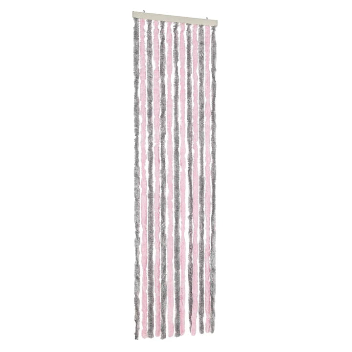 flueforhæng 56x200 cm chenille sølvgrå og lyserød