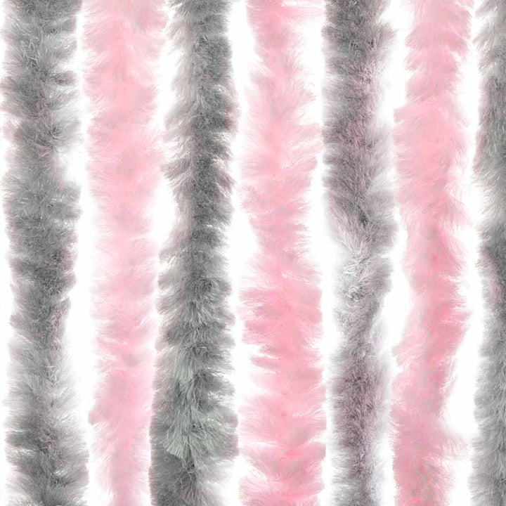 flueforhæng 56x200 cm chenille sølvgrå og lyserød