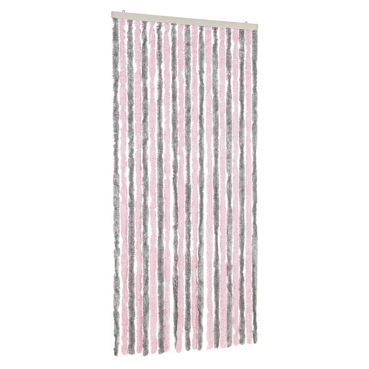flueforhæng 90x220 cm chenille sølvgrå og lyserød