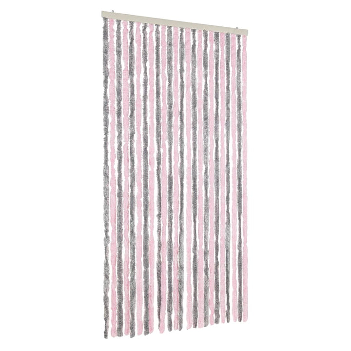 flueforhæng 100x200 cm chenille sølvgrå og lyserød