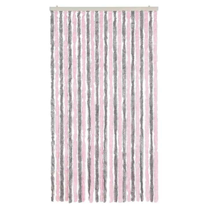 flueforhæng 100x200 cm chenille sølvgrå og lyserød