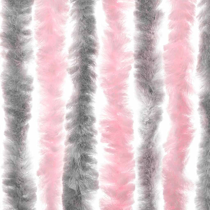 flueforhæng 100x200 cm chenille sølvgrå og lyserød