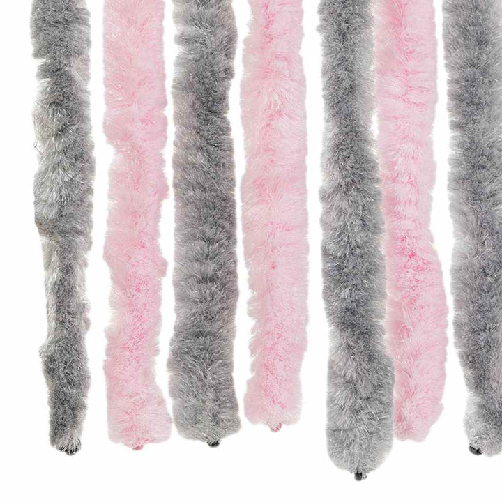 flueforhæng 100x200 cm chenille sølvgrå og lyserød