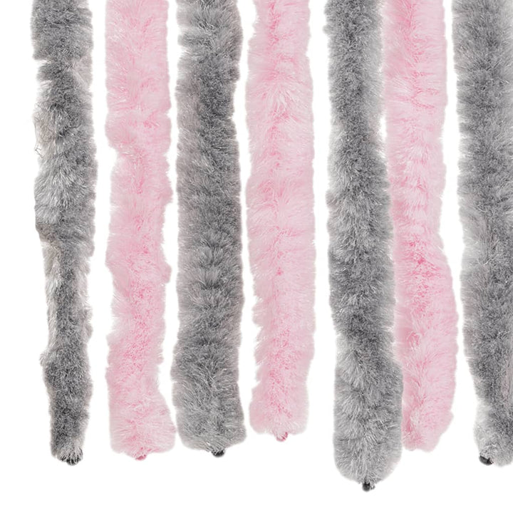 flueforhæng 100x220 cm chenille sølvgrå og lyserød