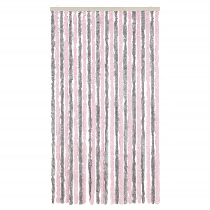flueforhæng 100x230 cm chenille sølvgrå og lyserød