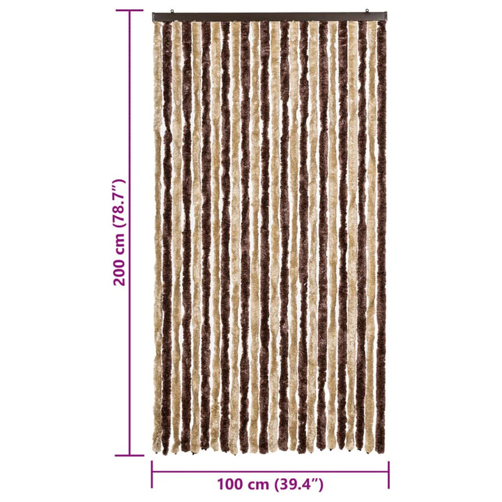 flueforhæng 100x200 cm chenille beige og lysebrun