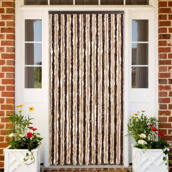 flueforhæng 100x200 cm chenille beige og lysebrun