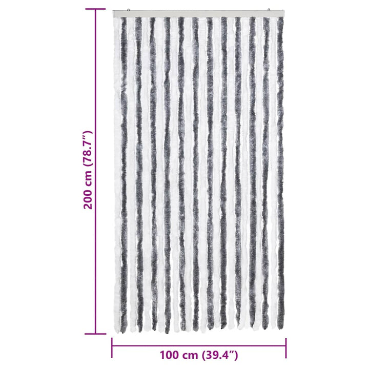 flueforhæng 100x200 cm chenille grå og hvid