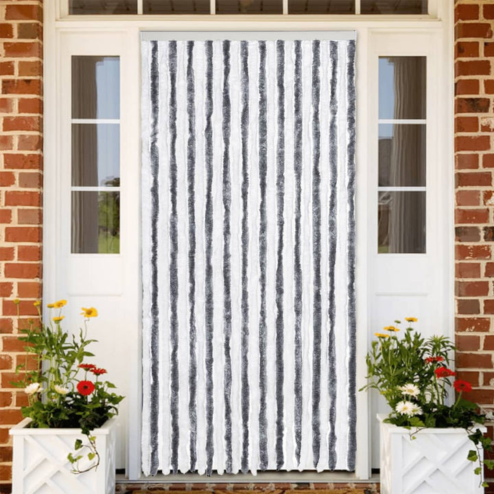 flueforhæng 100x200 cm chenille grå og hvid