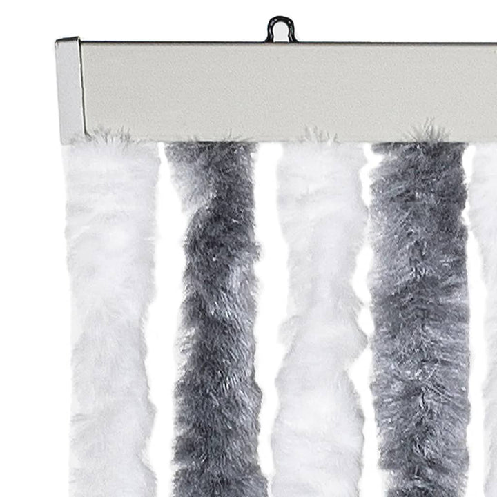 flueforhæng 100x230 cm chenille grå og hvid