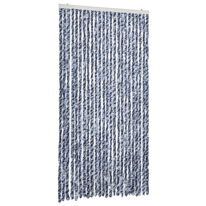 flueforhæng 100x200 cm chenille blå og hvid