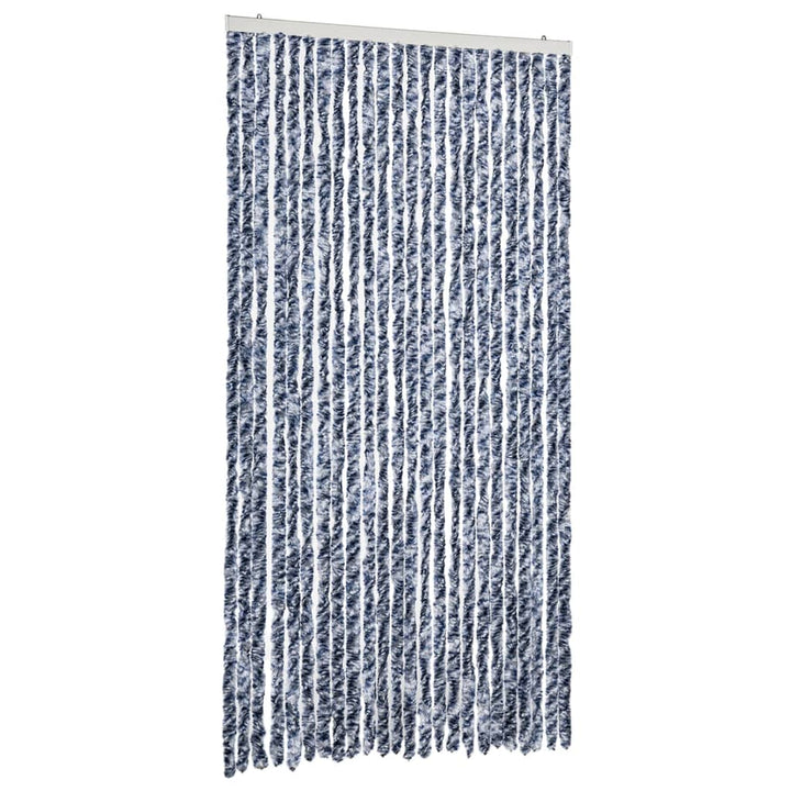 flueforhæng 100x230 cm chenille blå og hvid