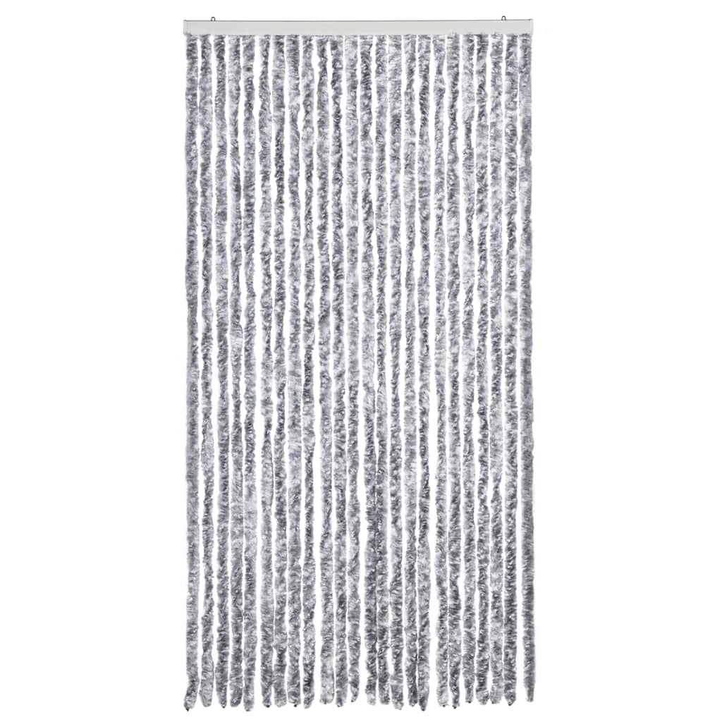 flueforhæng 100x200 cm chenille grå og hvid