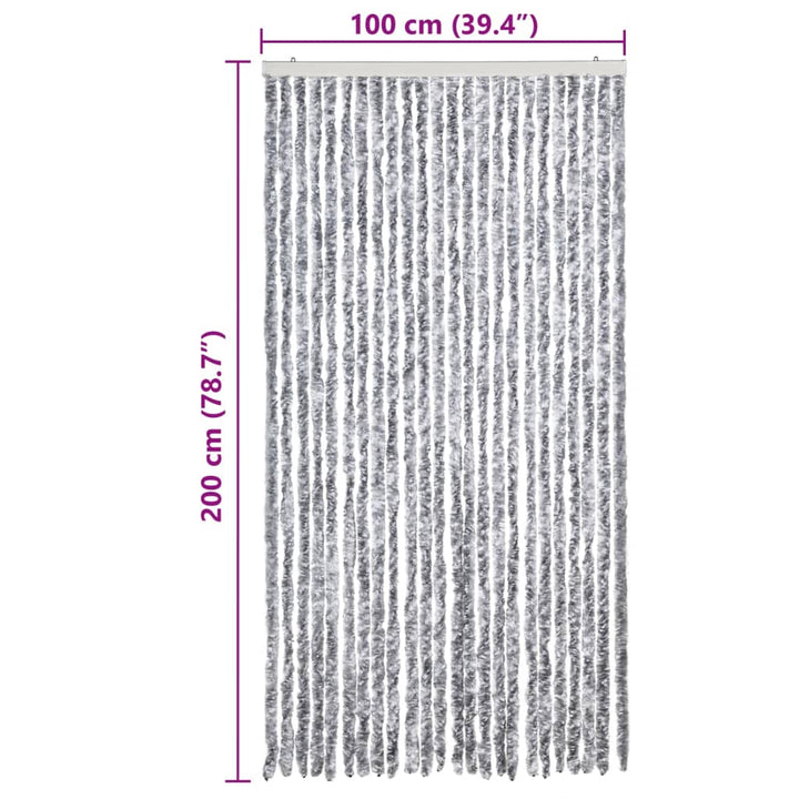 flueforhæng 100x200 cm chenille grå og hvid