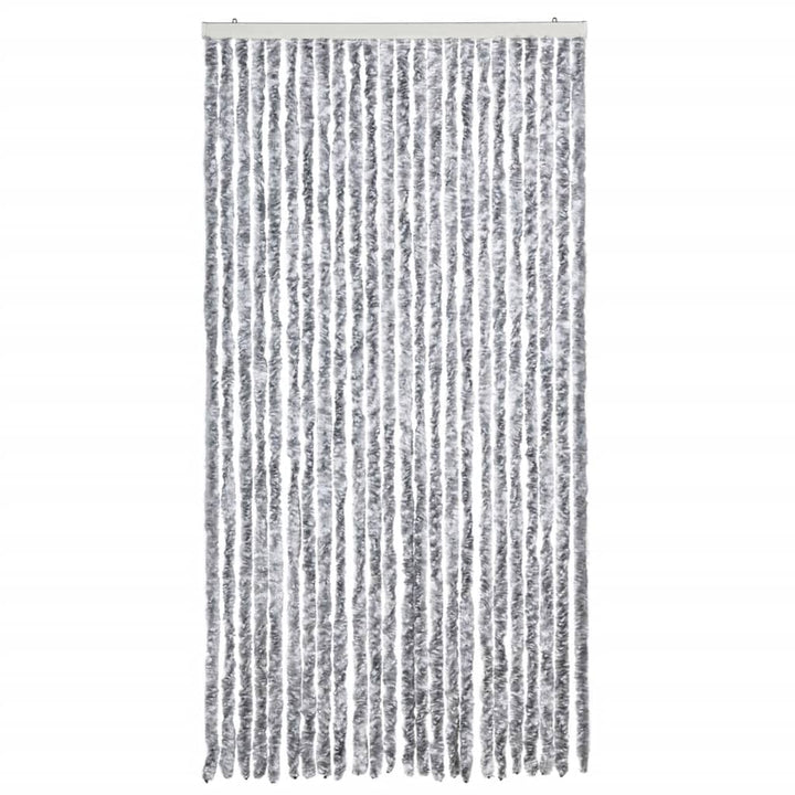 flueforhæng 100x230 cm chenille grå og hvid