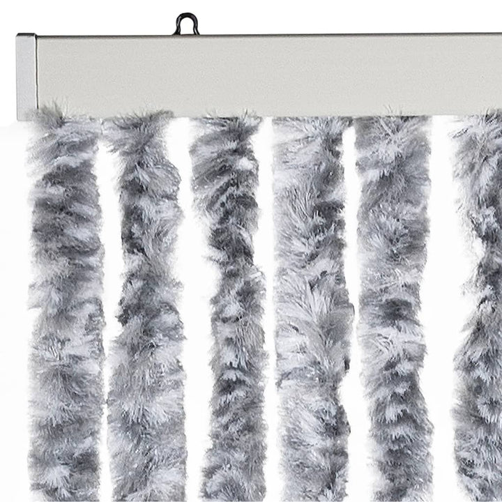 flueforhæng 100x230 cm chenille grå og hvid