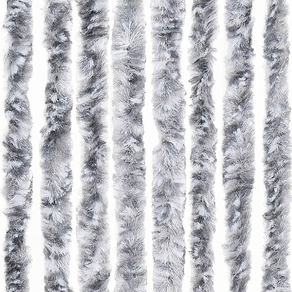 flueforhæng 100x230 cm chenille grå og hvid
