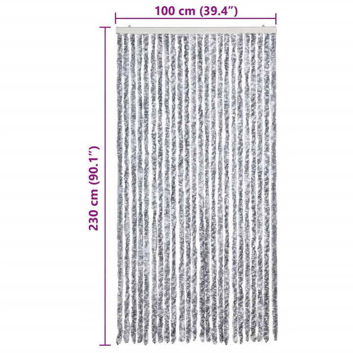 flueforhæng 100x230 cm chenille grå og hvid