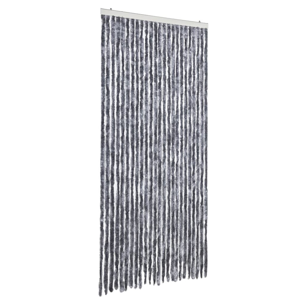 flueforhæng 100x230 cm chenille sølvfarvet
