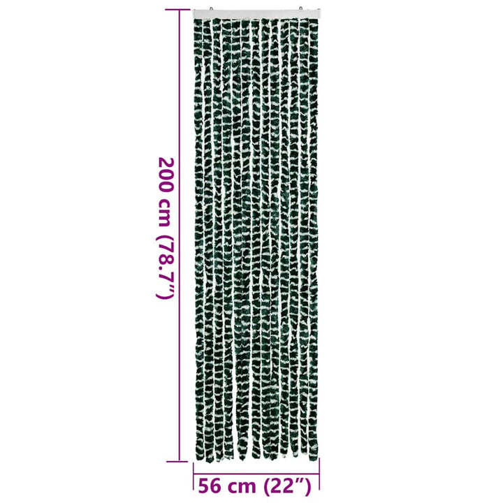 flueforhæng 56x200 cm chenille grøn og hvid