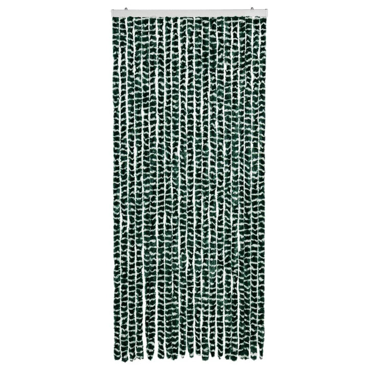 flueforhæng 90x200 cm chenille grøn og hvid