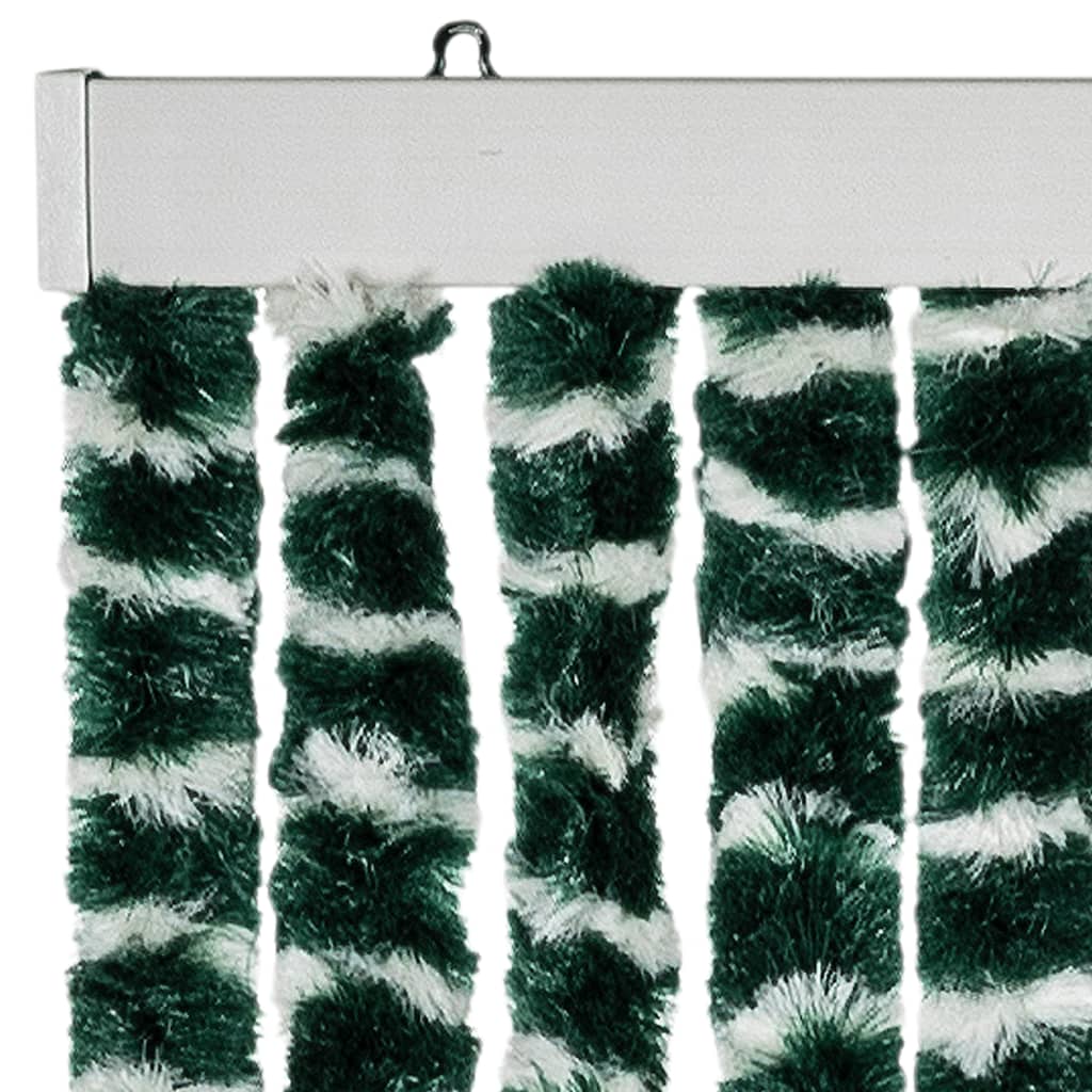 flueforhæng 90x200 cm chenille grøn og hvid