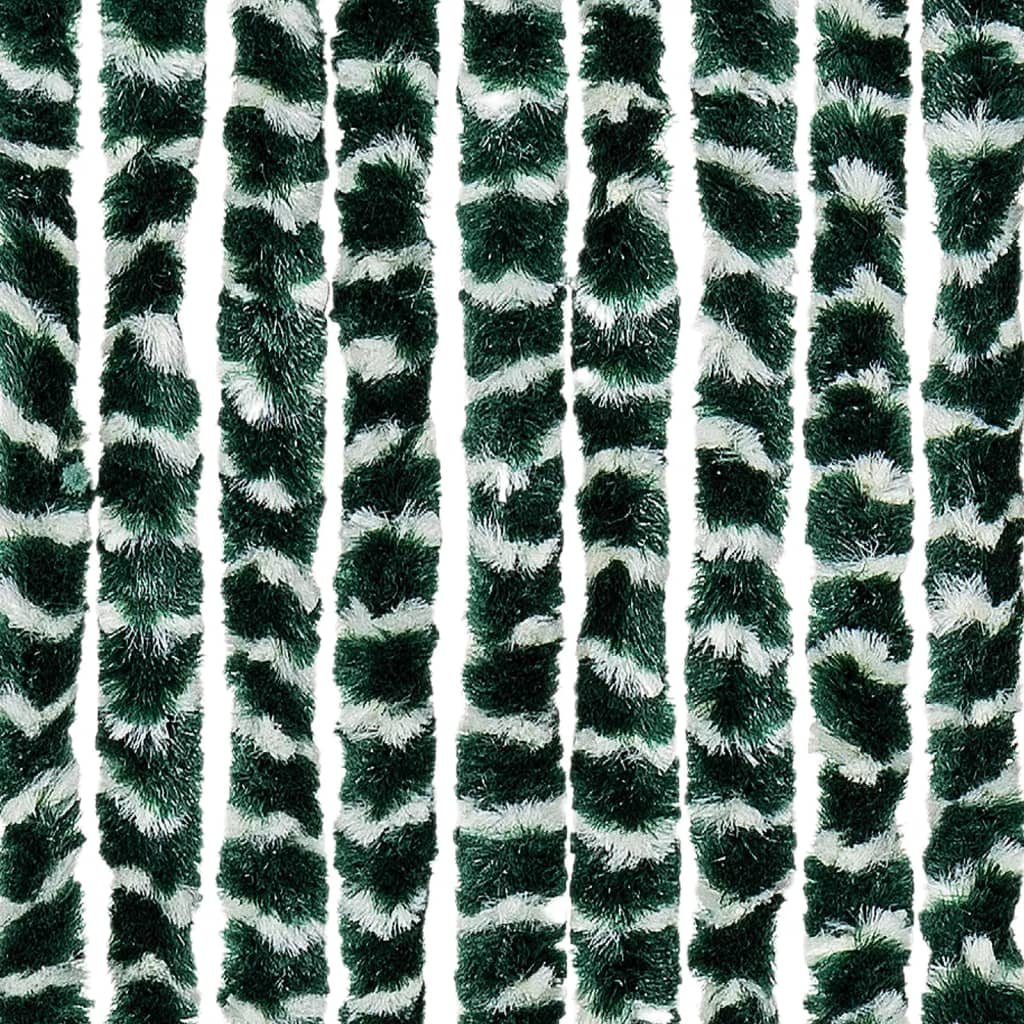 flueforhæng 90x200 cm chenille grøn og hvid