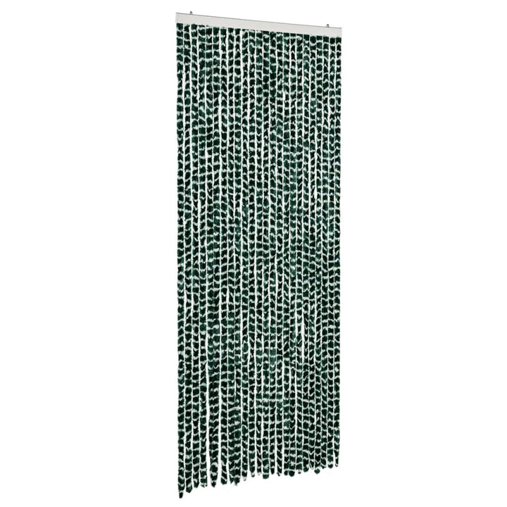 flueforhæng 100x200 cm chenille grøn og hvid