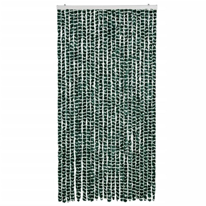 flueforhæng 100x200 cm chenille grøn og hvid