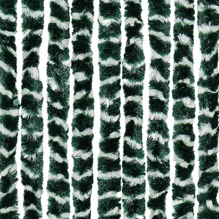 flueforhæng 100x200 cm chenille grøn og hvid