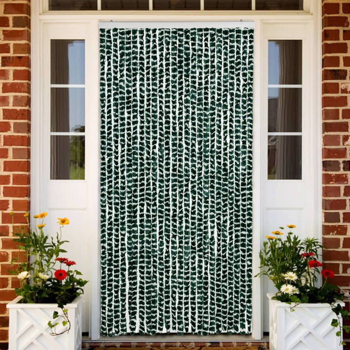 flueforhæng 100x200 cm chenille grøn og hvid