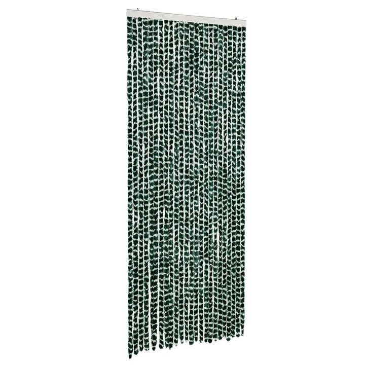 flueforhæng 100x230 cm chenille grøn og hvid