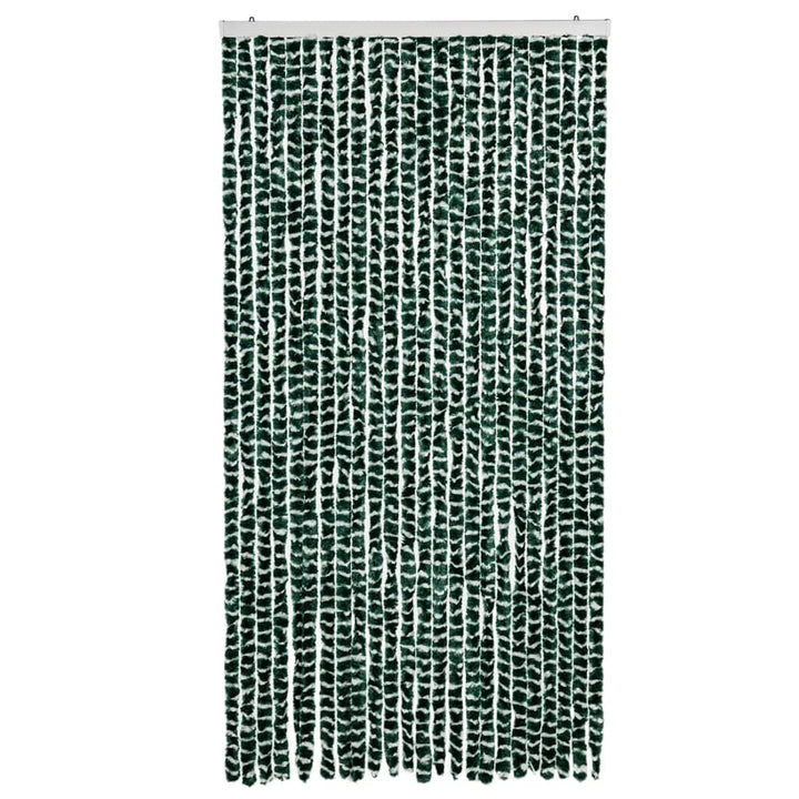 flueforhæng 100x230 cm chenille grøn og hvid