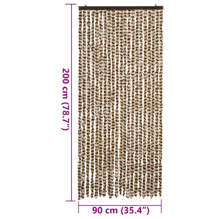 flueforhæng 90x200 cm chenille beige og brun