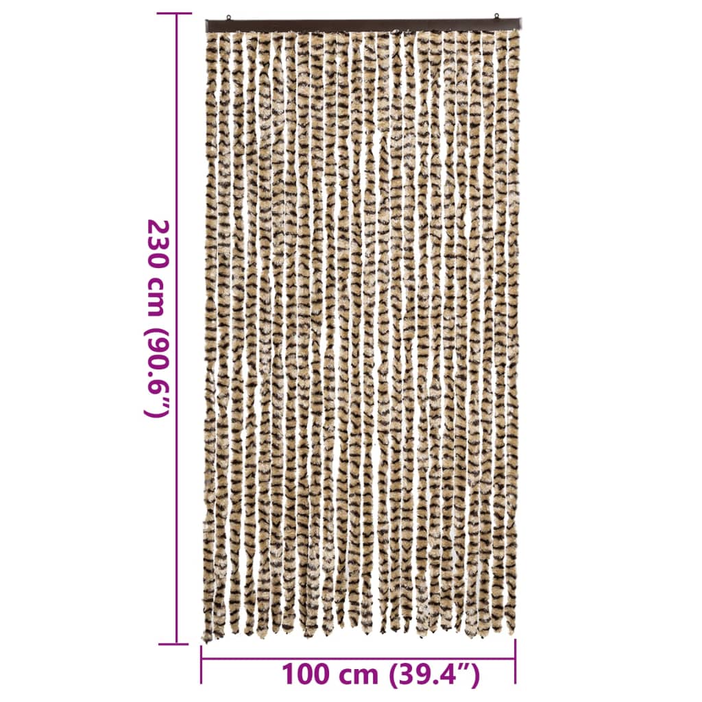 flueforhæng 100x230 cm chenille beige og brun