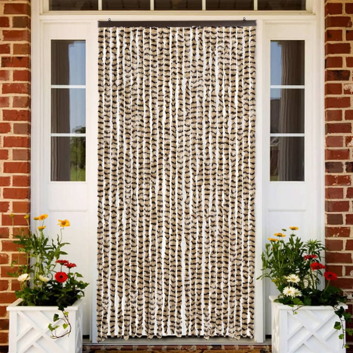 flueforhæng 100x230 cm chenille beige og brun
