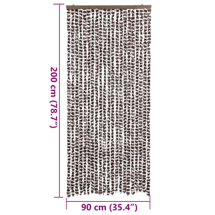 flueforhæng 90x200 cm chenille brun og hvid