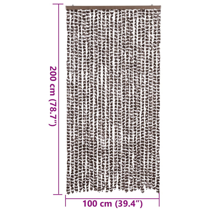 flueforhæng 100x200 cm chenille brun og hvid