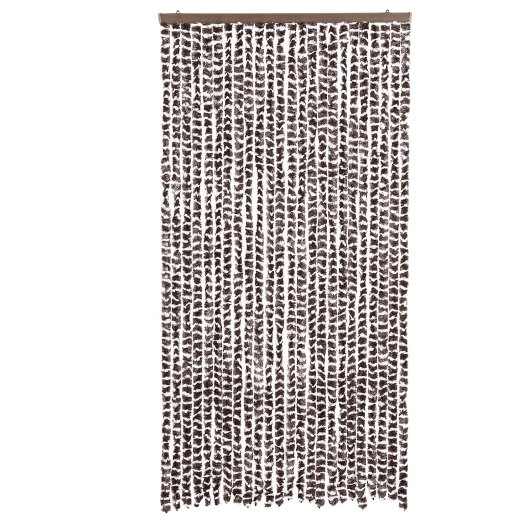 flueforhæng 100x230 cm chenille brun og hvid
