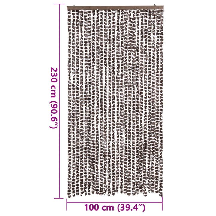 flueforhæng 100x230 cm chenille brun og hvid