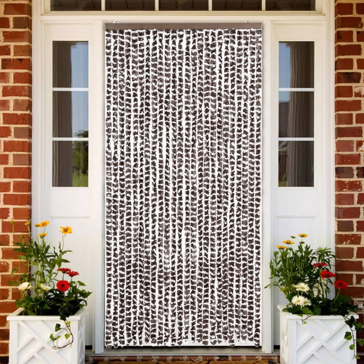 flueforhæng 100x230 cm chenille brun og hvid