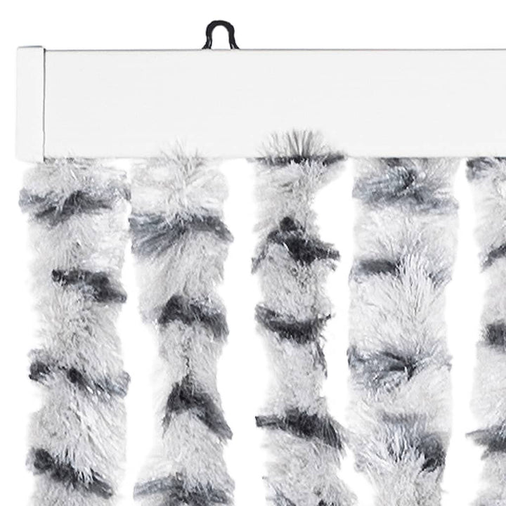 flueforhæng 90x200 cm chenille lysegrå og mørkegrå