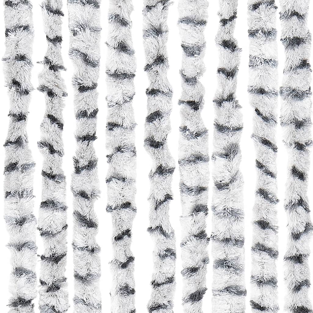 flueforhæng 90x200 cm chenille lysegrå og mørkegrå