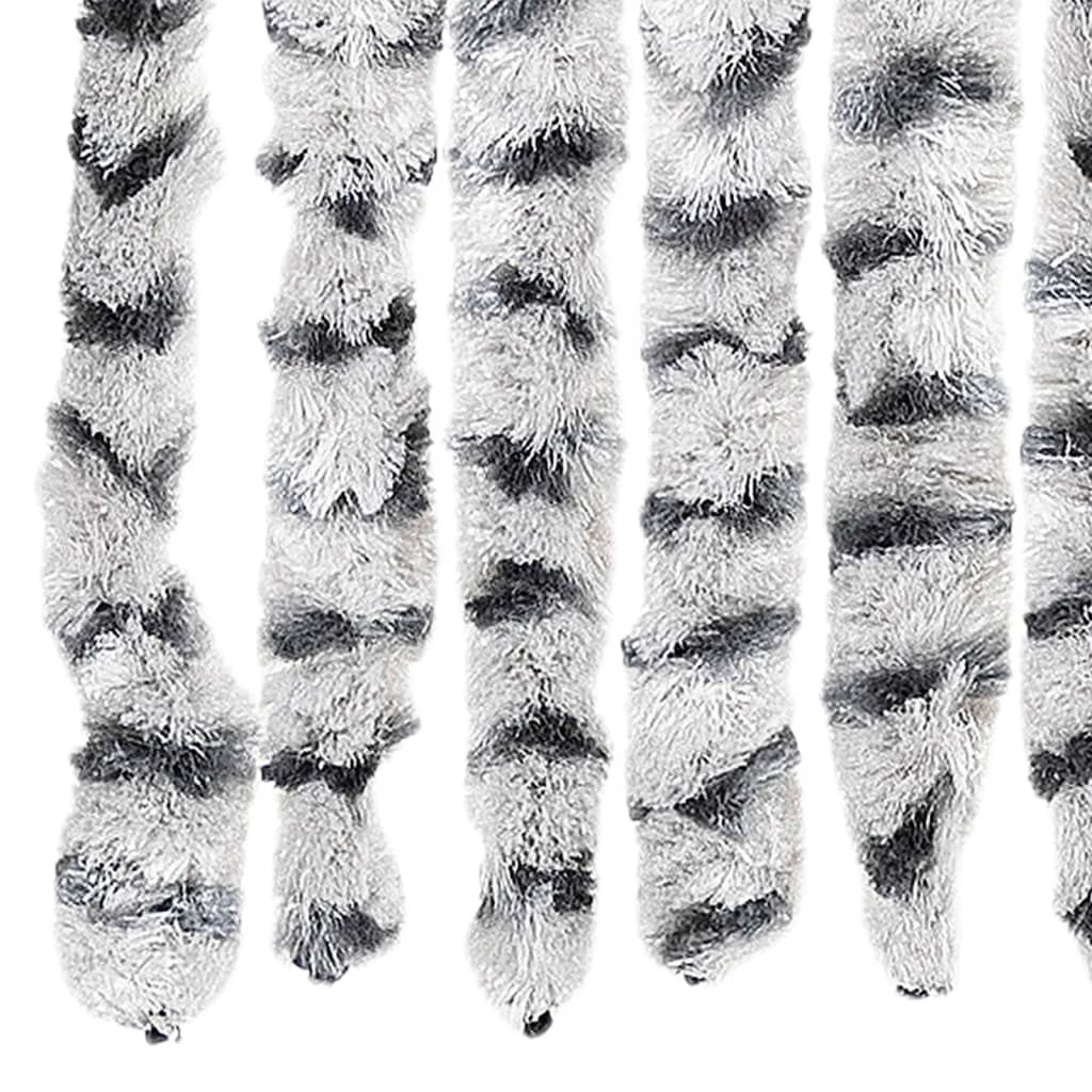 flueforhæng 90x200 cm chenille lysegrå og mørkegrå