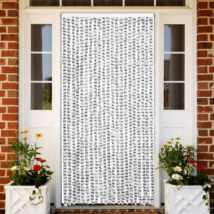 flueforhæng 90x200 cm chenille lysegrå og mørkegrå