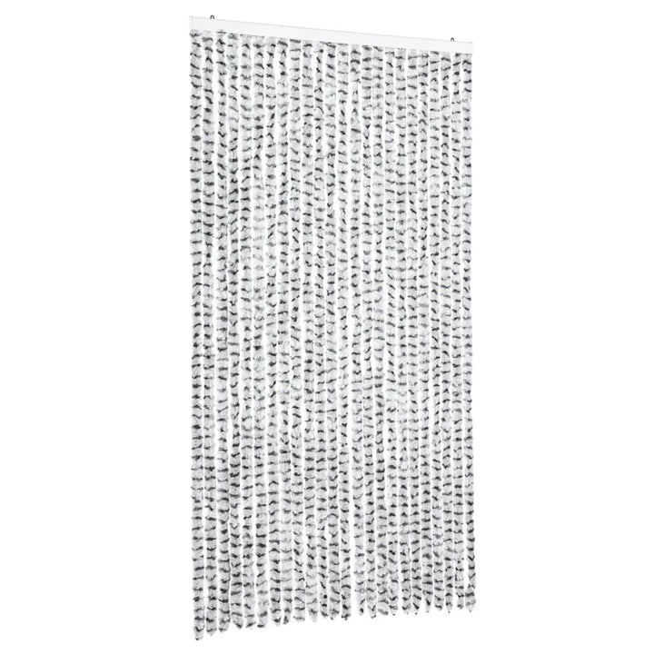 flueforhæng 100x200 cm chenille lysegrå og mørkegrå