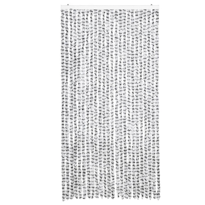 flueforhæng 100x200 cm chenille lysegrå og mørkegrå