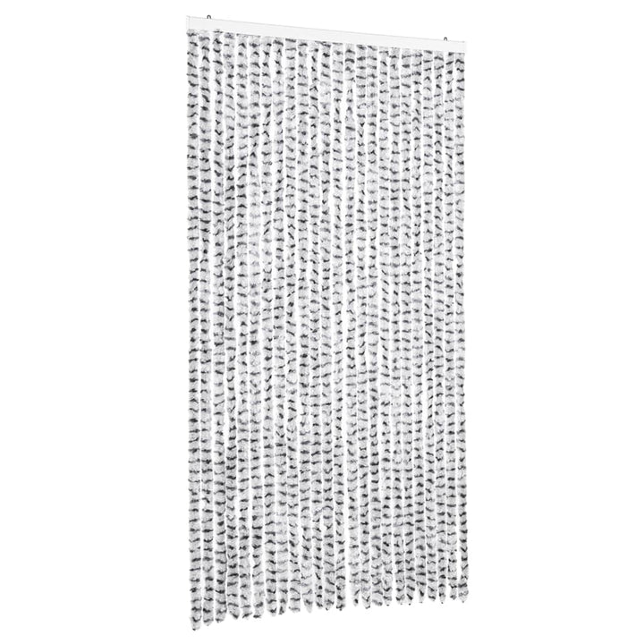 flueforhæng 100x230 cm chenille lysegrå og mørkegrå