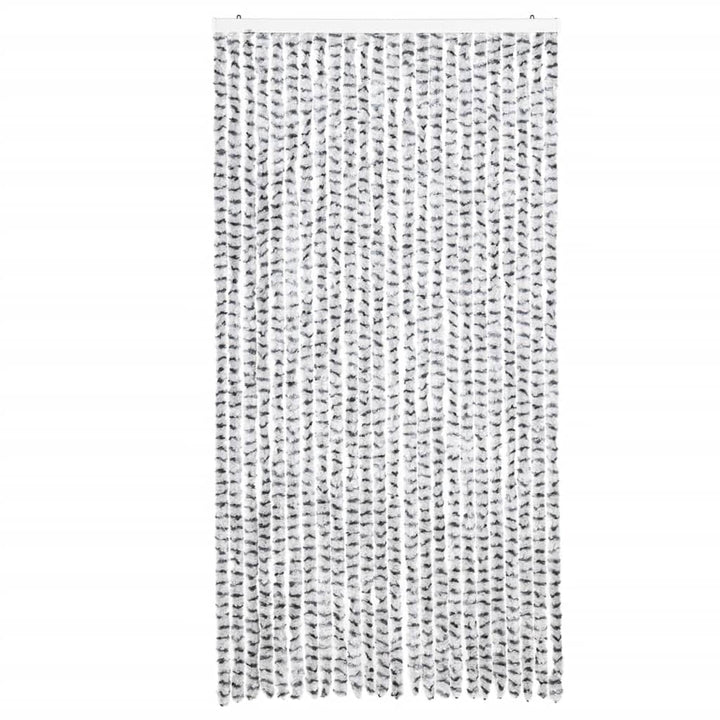 flueforhæng 100x230 cm chenille lysegrå og mørkegrå