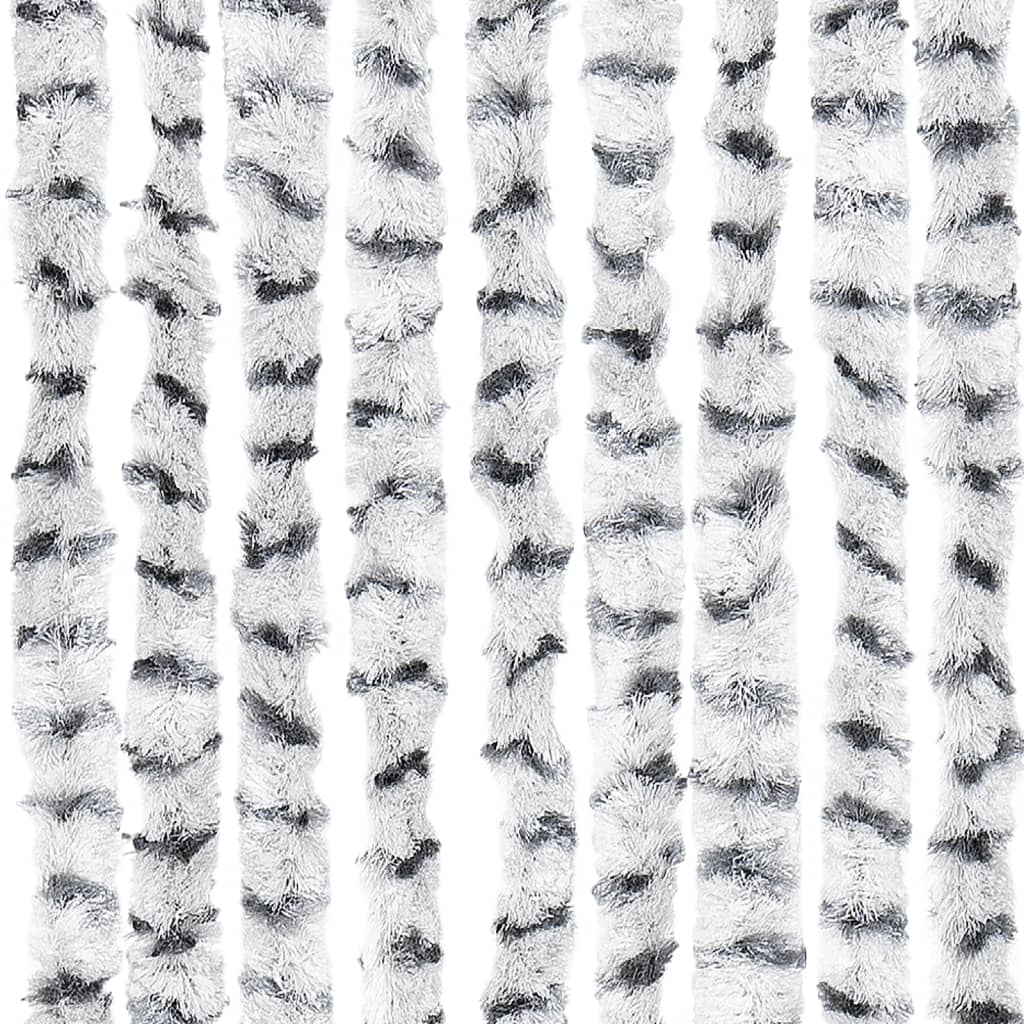 flueforhæng 100x230 cm chenille lysegrå og mørkegrå